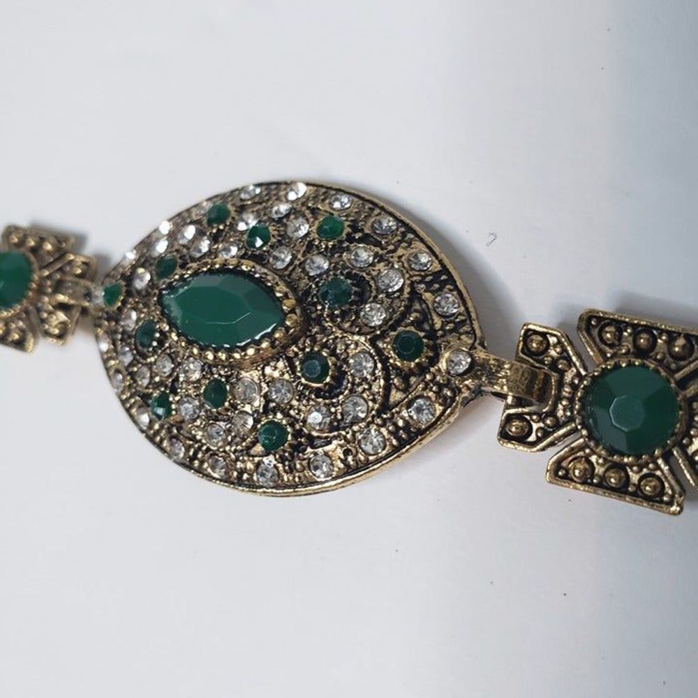 Betsey Johnson Gold-Tone Bracelet with Emerald Green and Clear Crystals